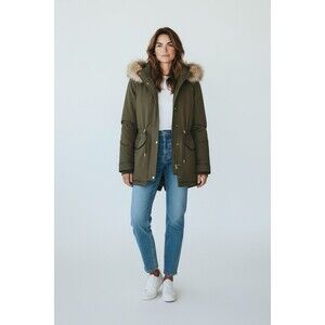 ZARA PARKA KHAKI WATER REPELLENT QUILTED COAT SIZE XS